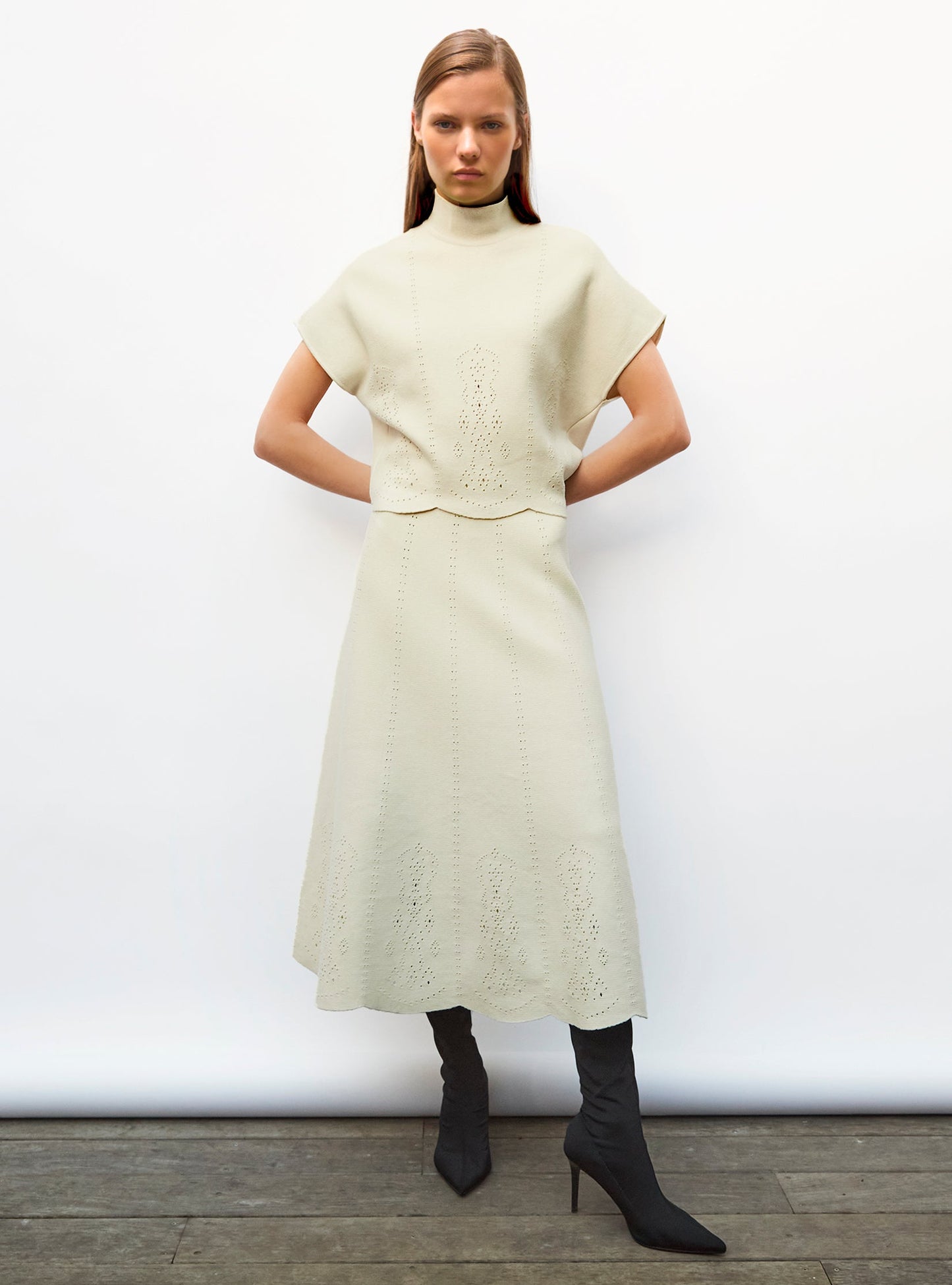 jupe longue maille broderie anglaise
