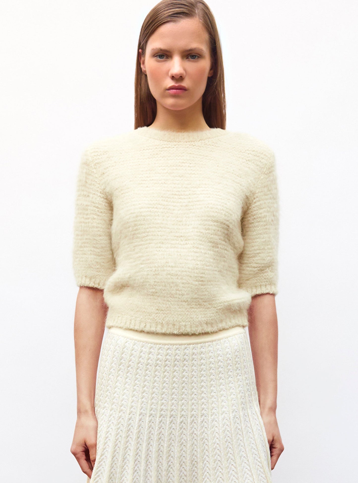 top manches coudes maille duveteuse