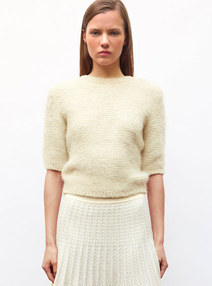 top manches coudes maille duveteuse