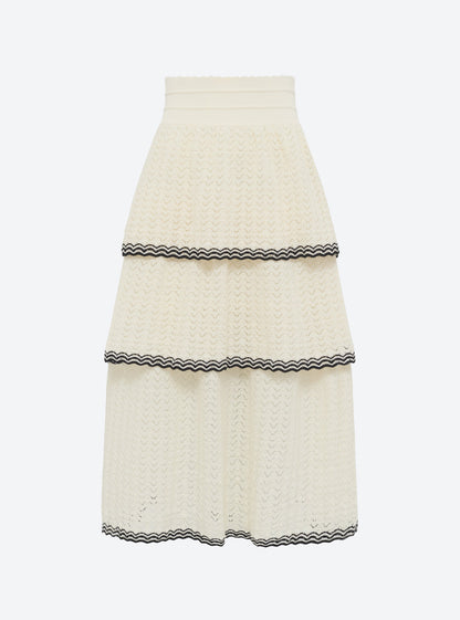 jupe maille pointelle à volants
