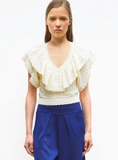 top v maille pointelle