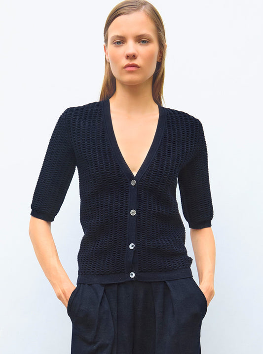 cardigan v maille smockée