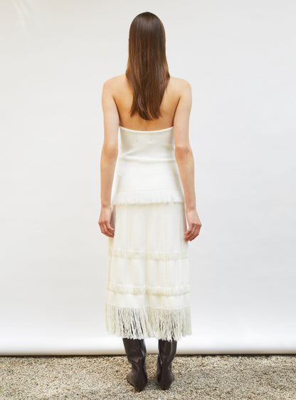 top maille à franges dos nu