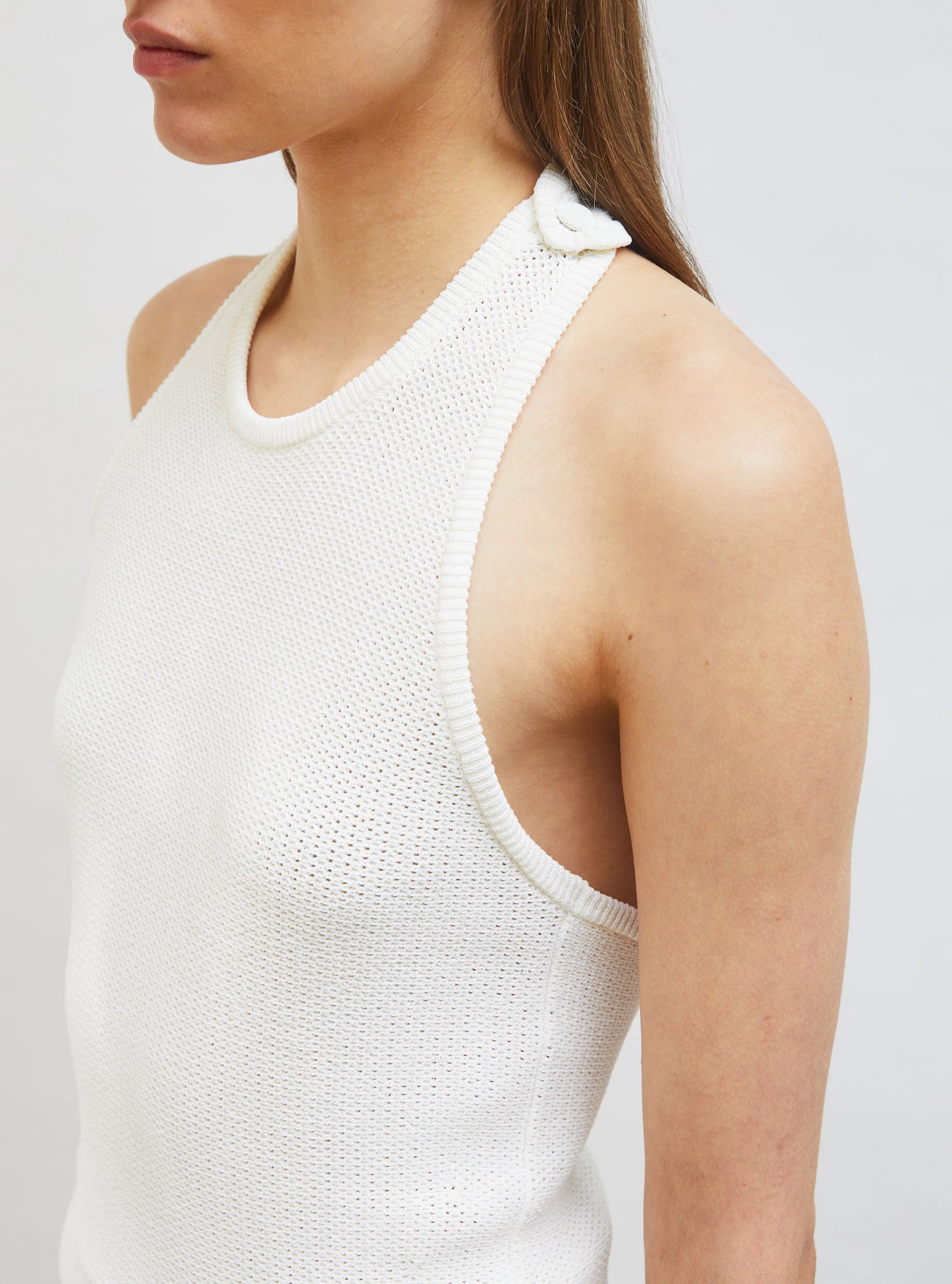 top maille à franges dos nu