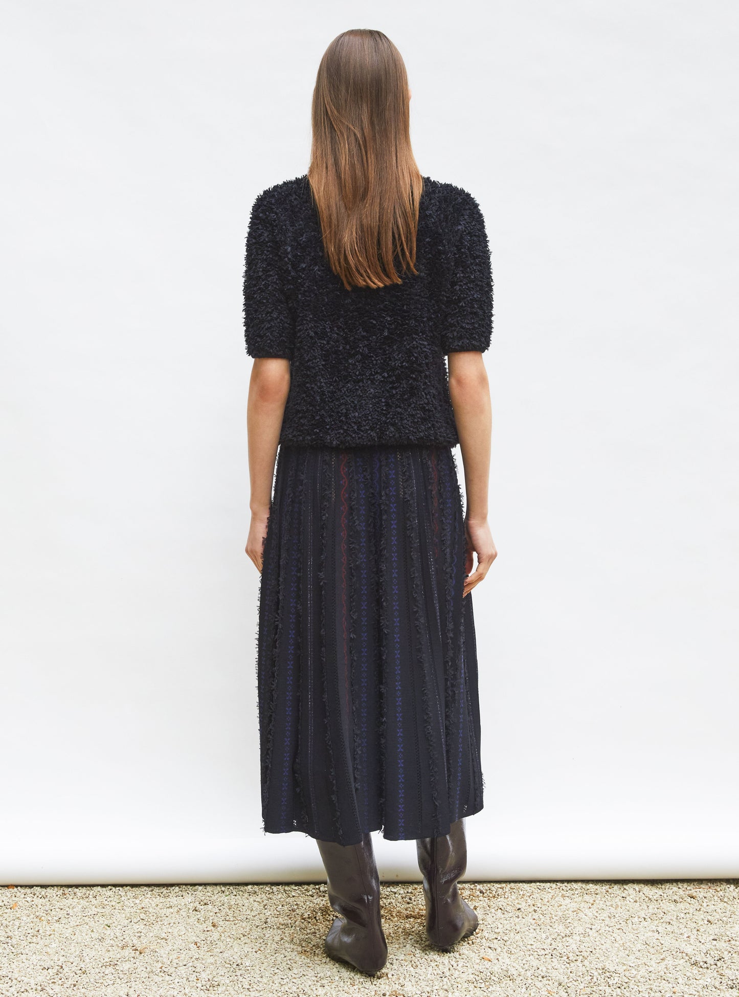 jupe longue maille plumetis