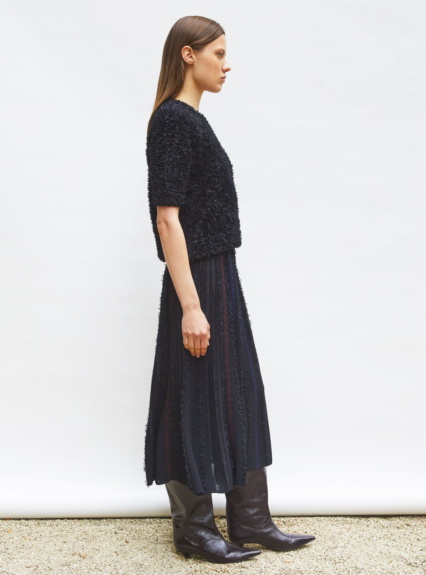 jupe longue maille plumetis
