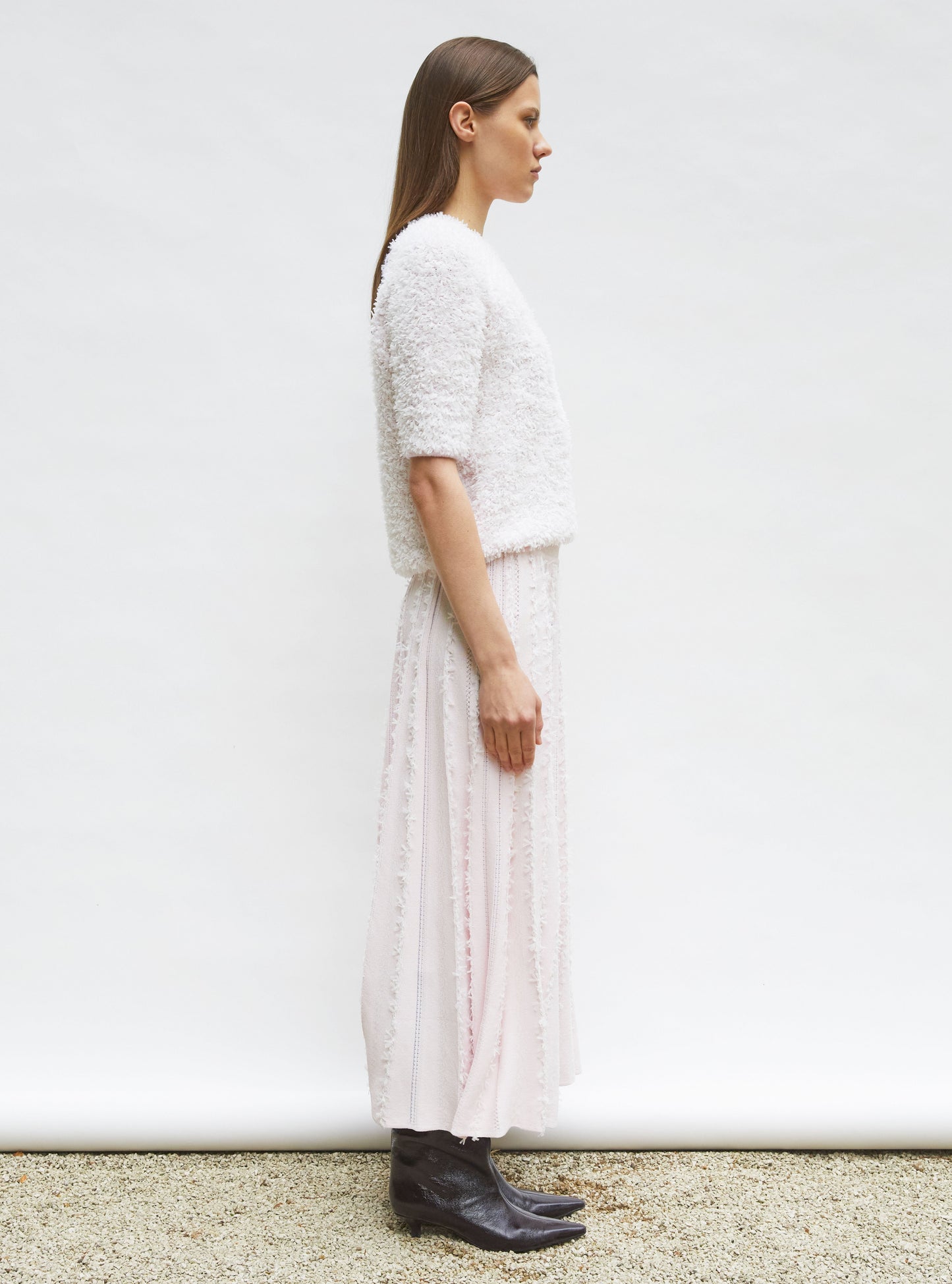 jupe longue maille plumetis