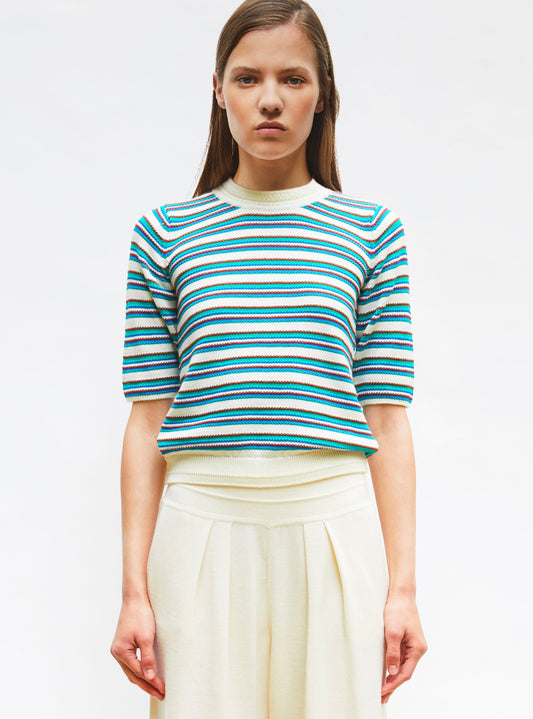 top fin maille rayée colorée