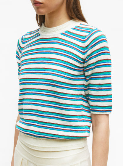top fin maille rayée colorée