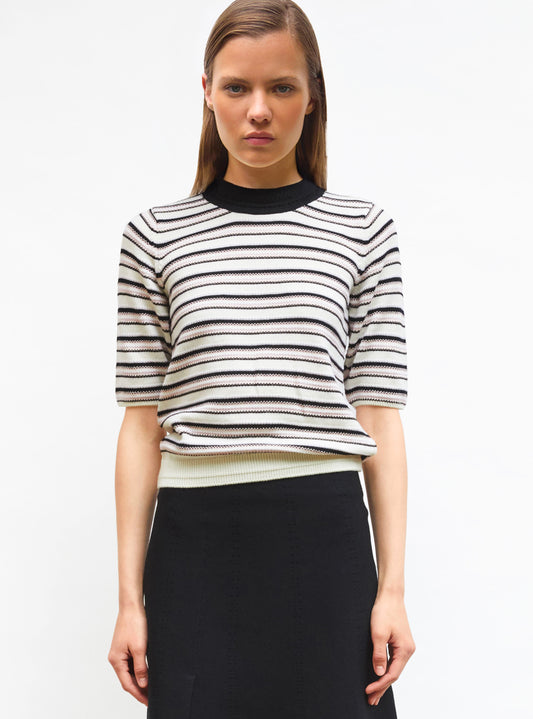 top fin maille rayée colorée