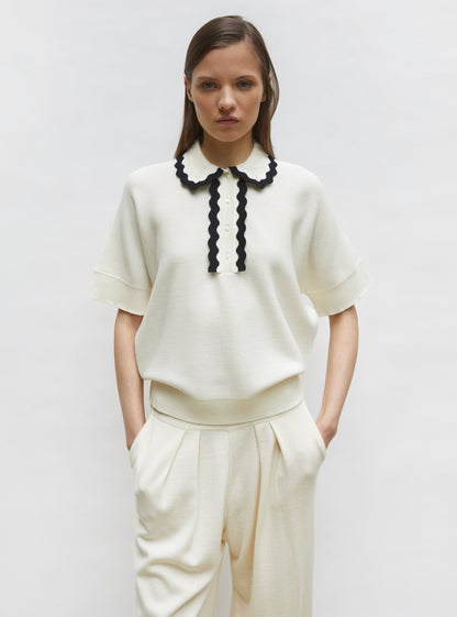 top ample maille col croquet