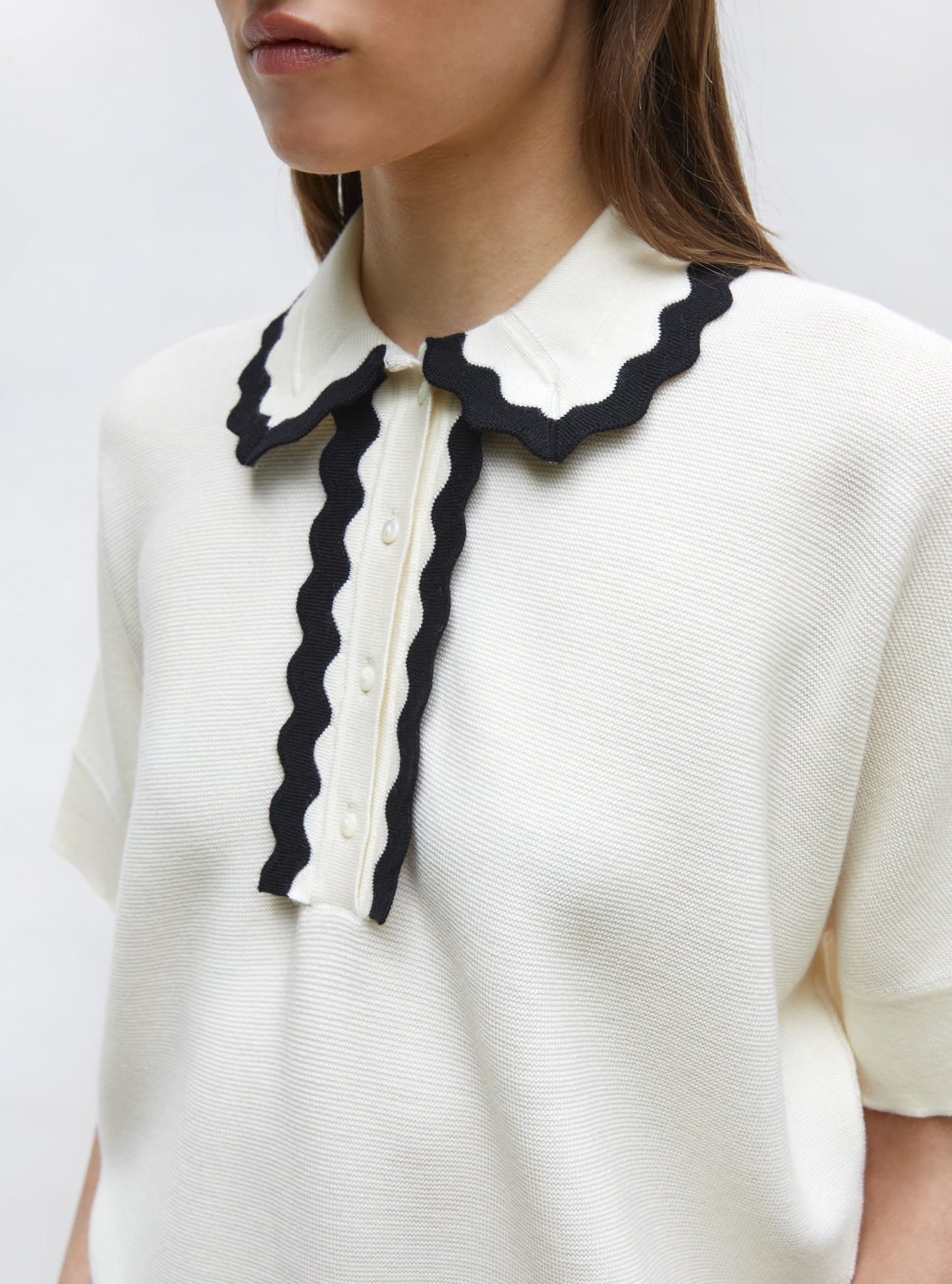 top ample maille col croquet