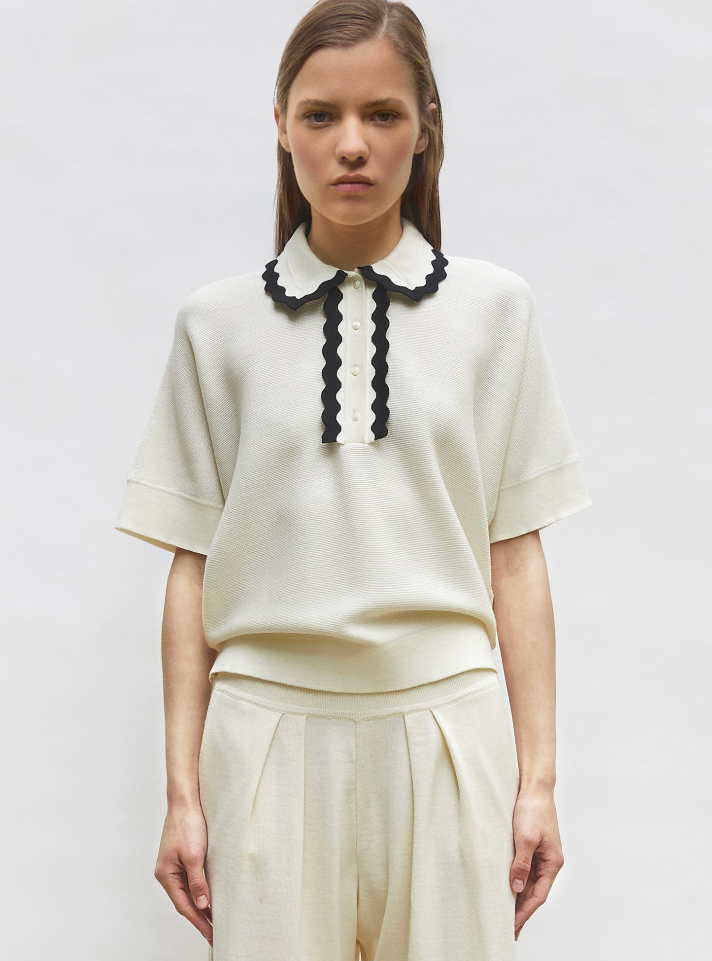 top ample maille col croquet