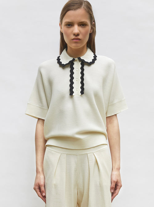 top ample maille col croquet