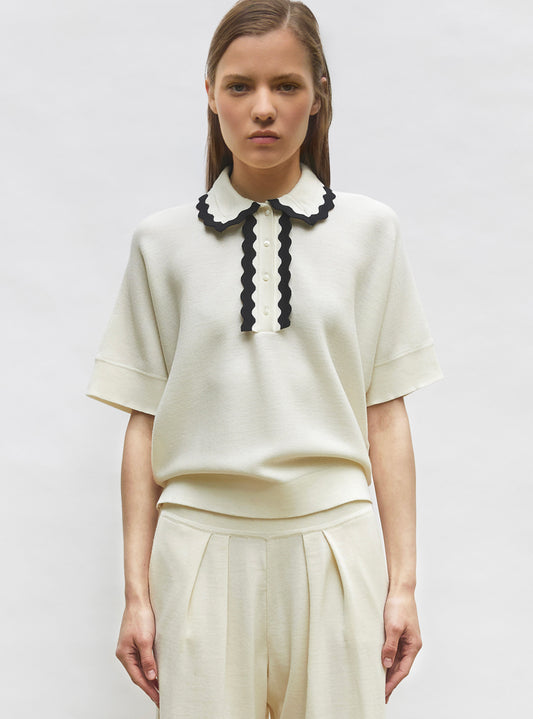 top ample maille col croquet