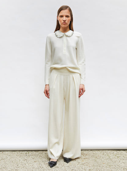 chemise en maille col volanté