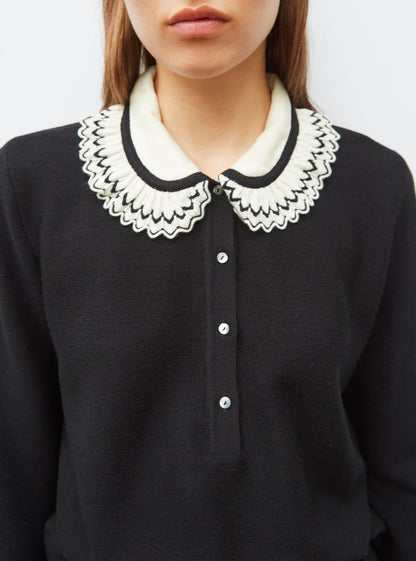 chemise en maille col volanté