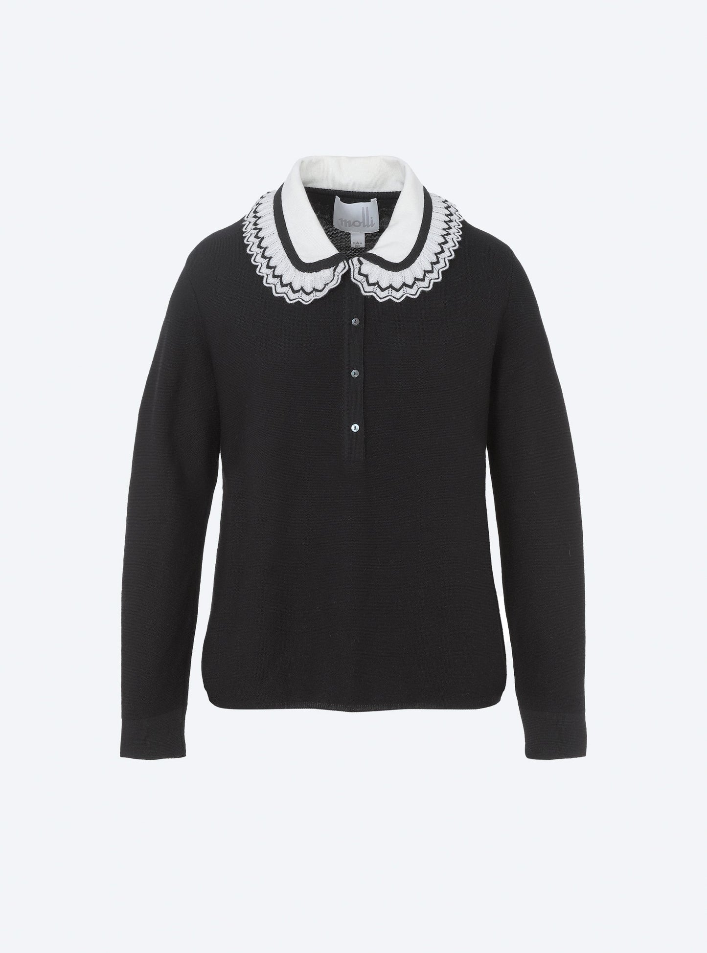 chemise en maille col volanté