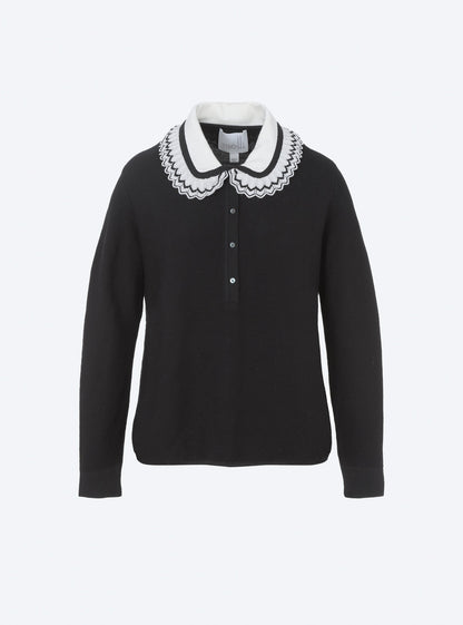 chemise en maille col volanté