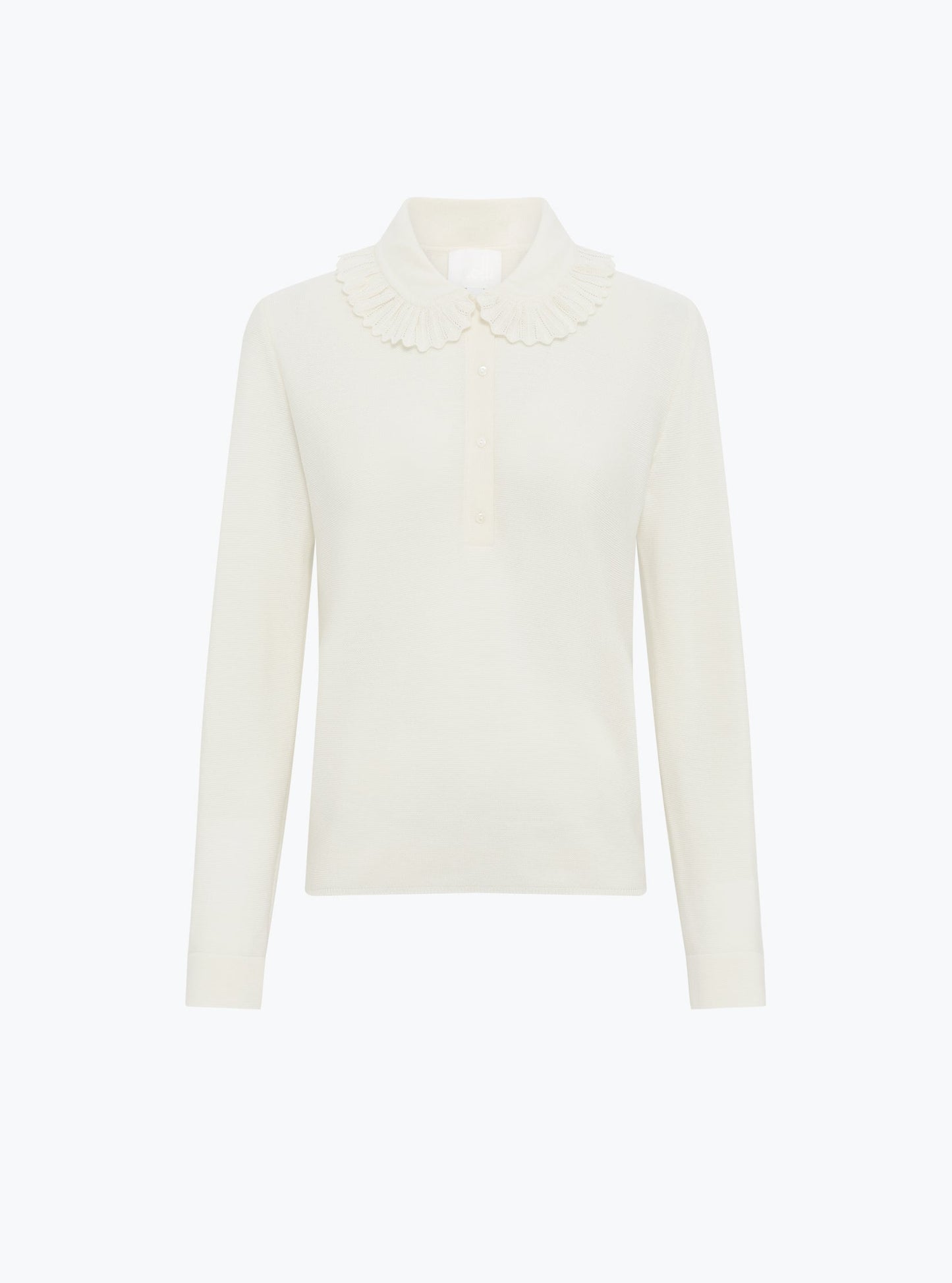 chemise en maille col volanté