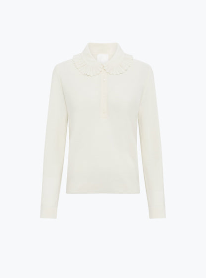 chemise en maille col volanté