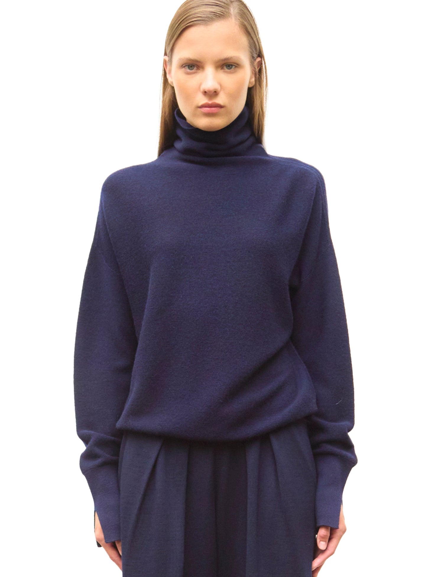 top fin maille point mousse col montant