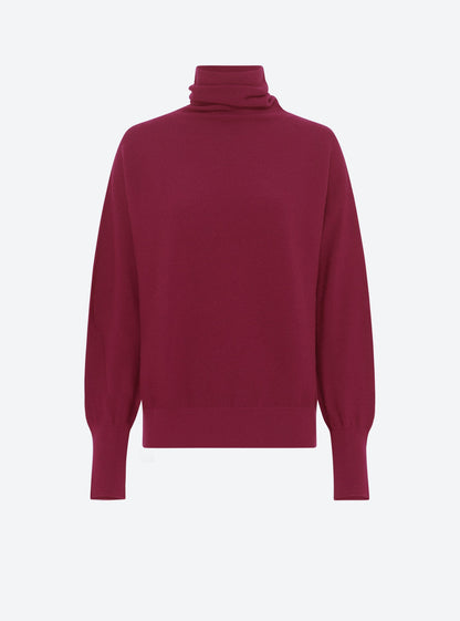 top fin maille point mousse col montant