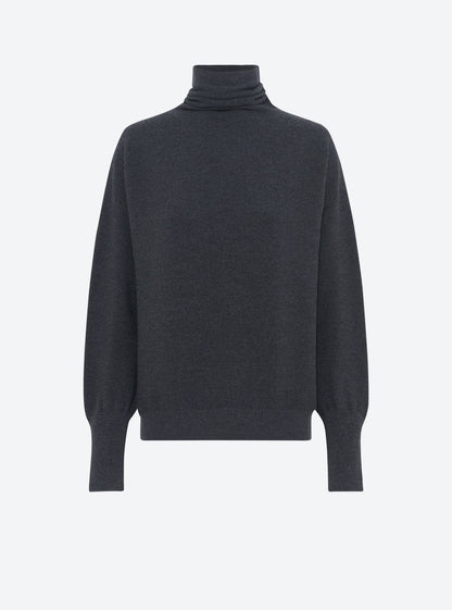top fin maille point mousse col montant