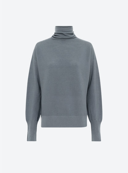 top fin maille point mousse col montant