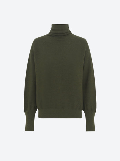 top fin maille point mousse col montant