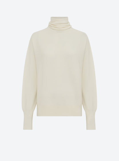 top fin maille point mousse col montant