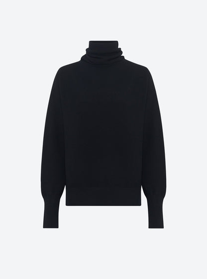 top fin maille point mousse col montant