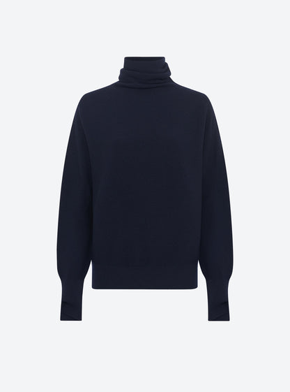top fin maille point mousse col montant