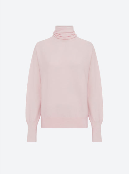 top fin maille point mousse col montant