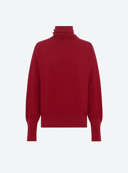 top fin maille point mousse col montant