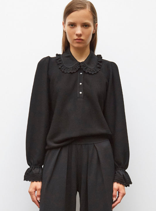 blouse en maille col dentelle