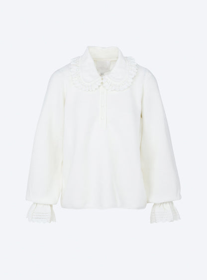 blouse en maille col dentelle