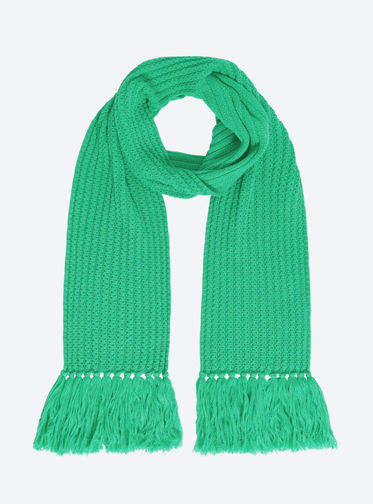écharpe longue maille à franges