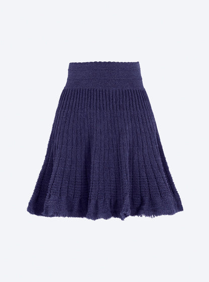 jupe courte en maille à frange