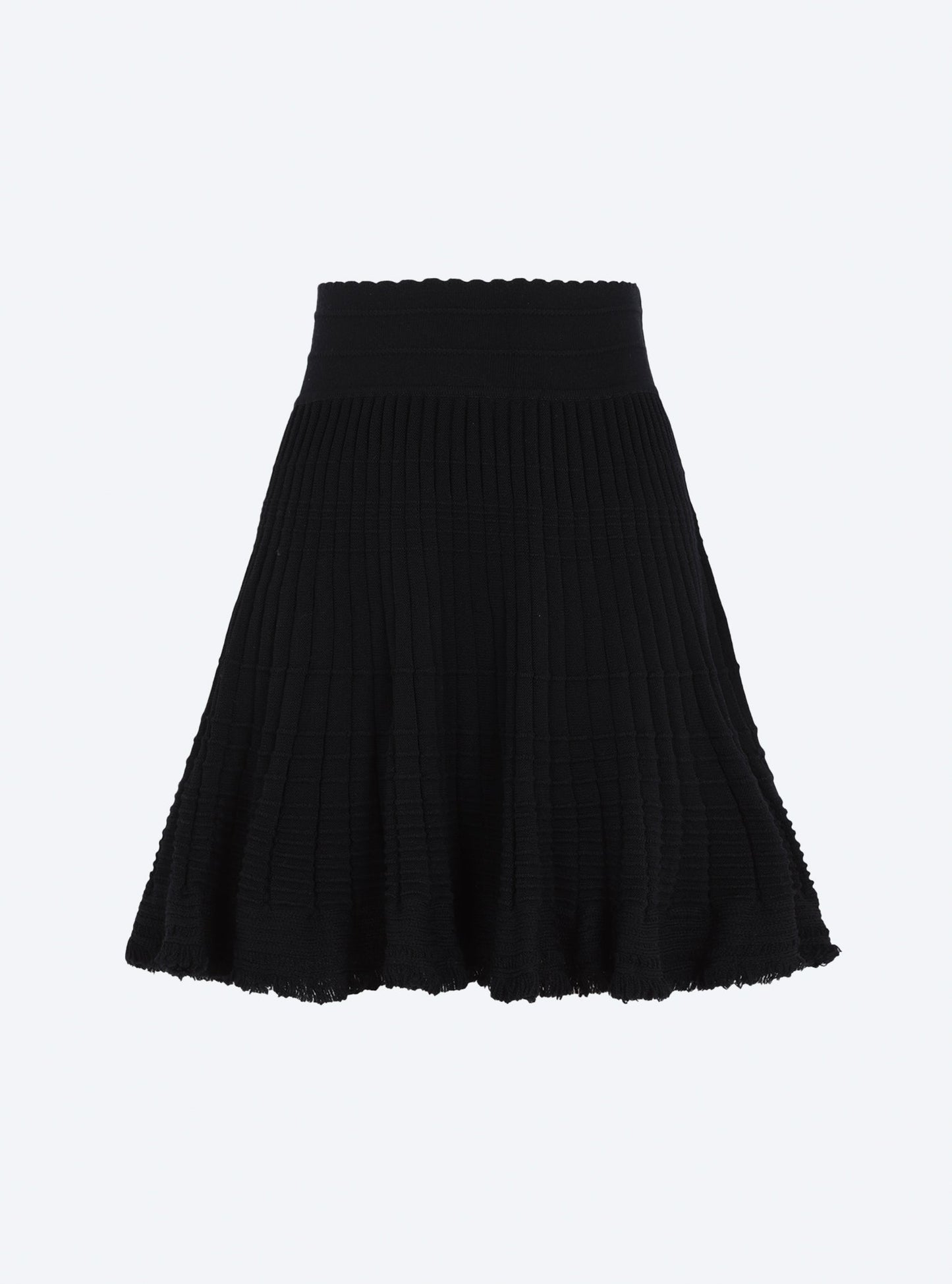 jupe courte en maille à frange