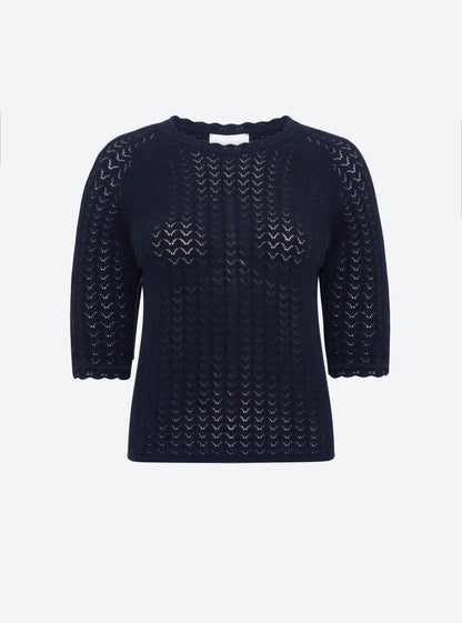 top manches coudes maille pointelle