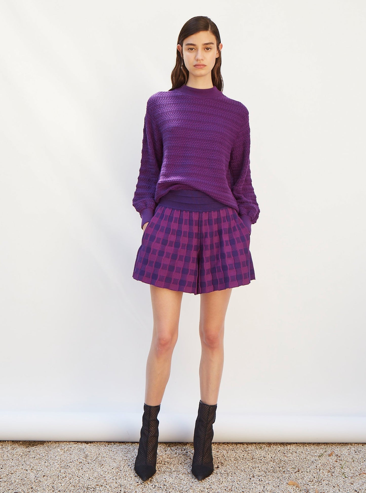 short en maille vichy uni