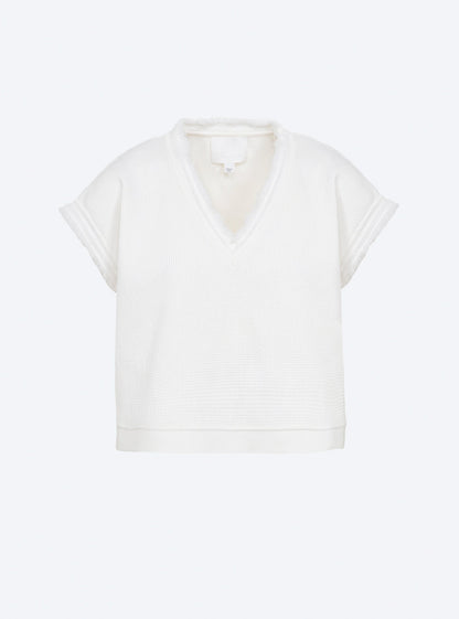 top en maille à frange