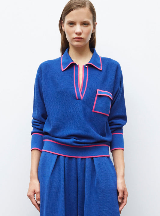 chemise maille col gansé