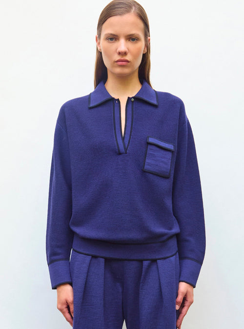 chemise maille col gansé