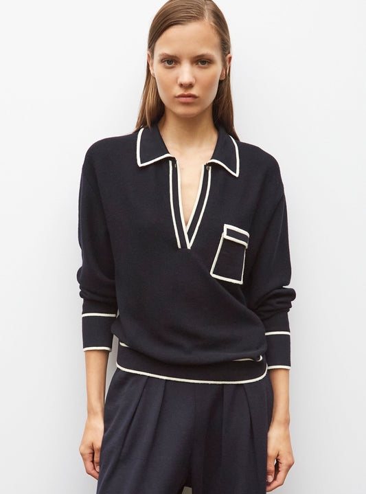chemise maille col gansé