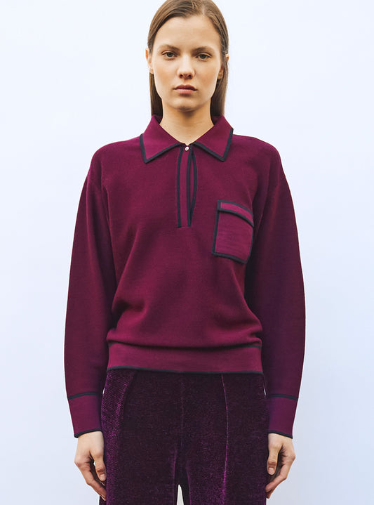 chemise maille col gansé