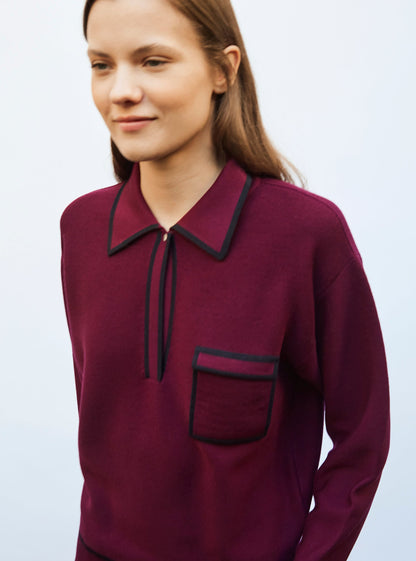 chemise maille col gansé
