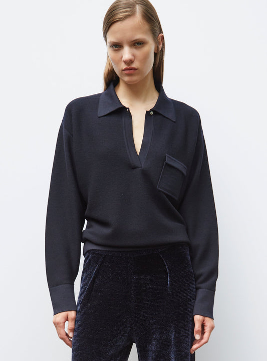 chemise maille col gansé