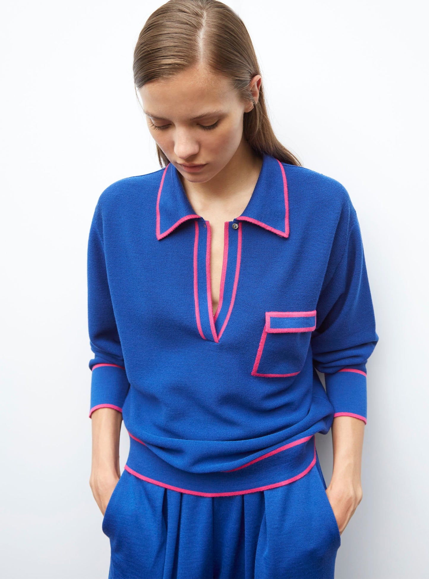 chemise maille col gansé